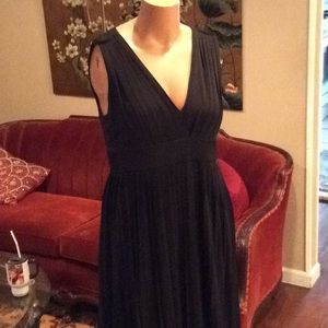 Pleated Long black maxi dress size 16 xl 1X tall